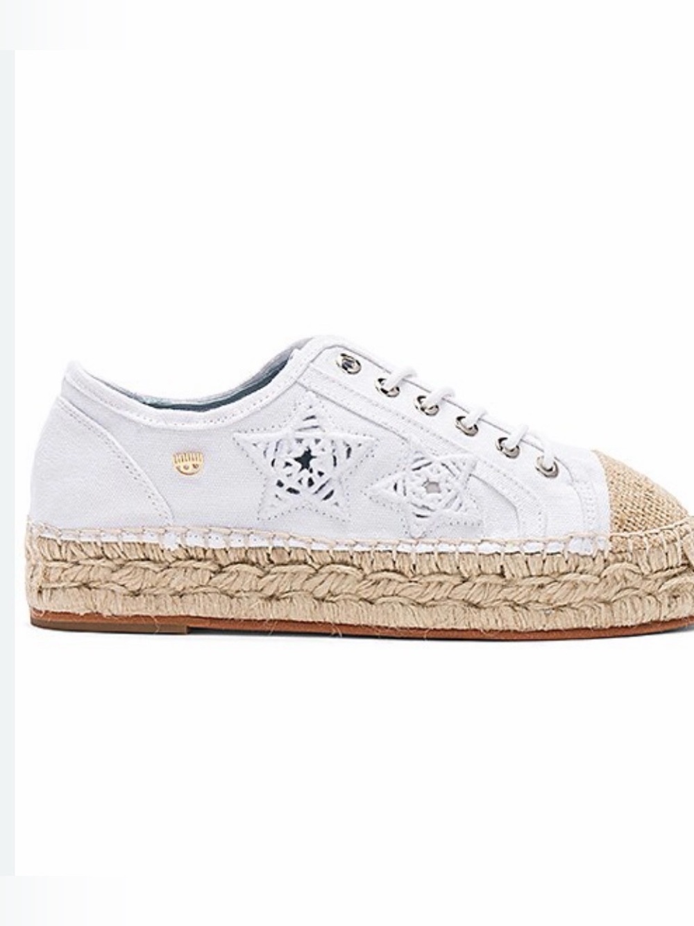 Chiara Ferragni White Canvas Espadrille Sneakers Size 8 (38.5)